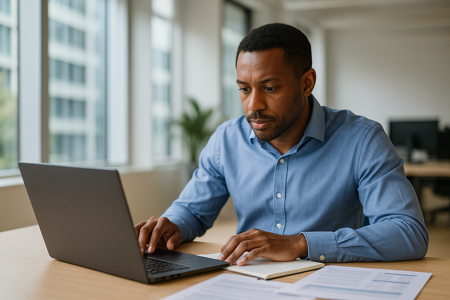 UK professional preparing career documents for Blind and VI employment UK