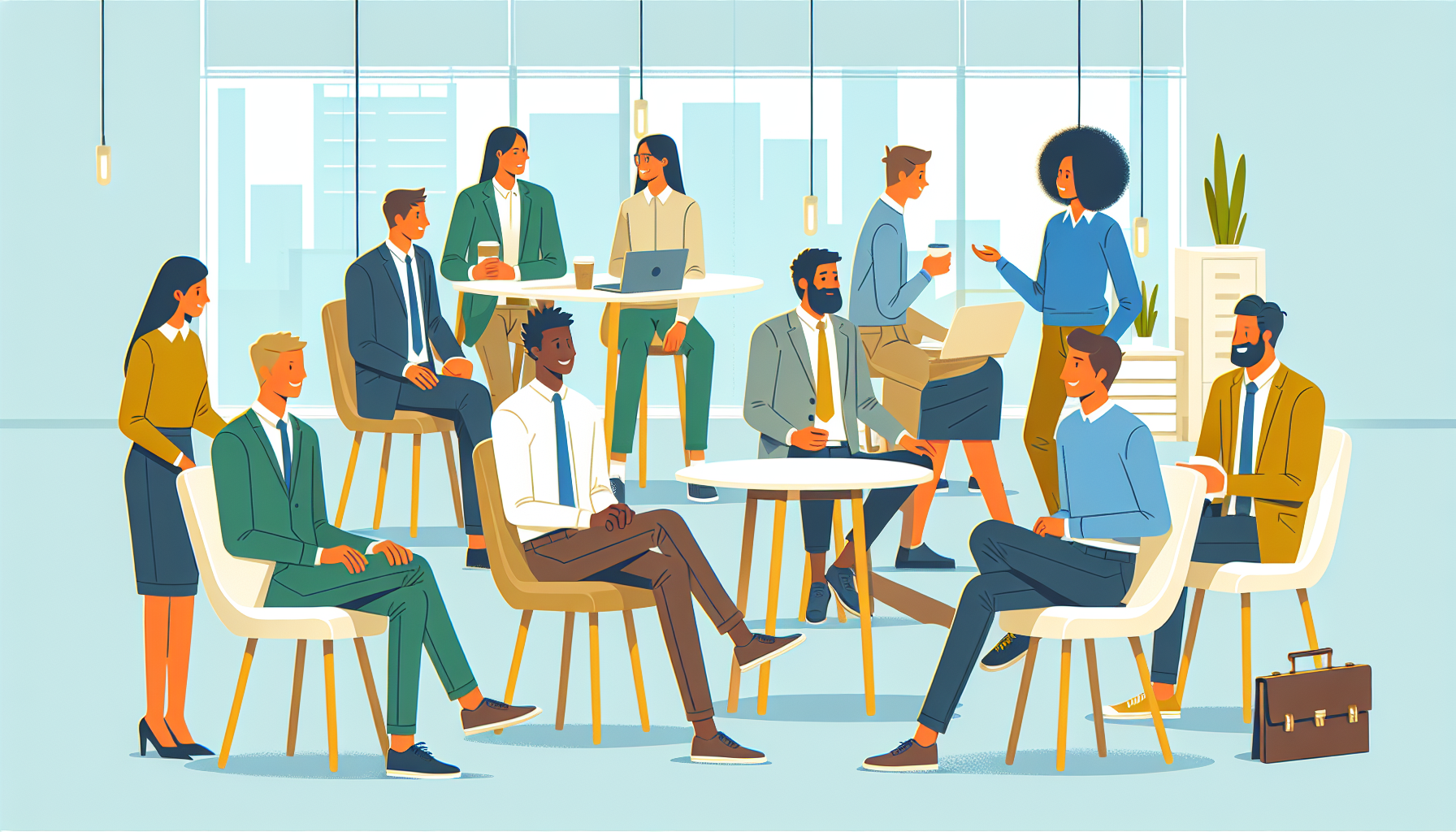 Group of UK professionals discussing net zero strategies in an office