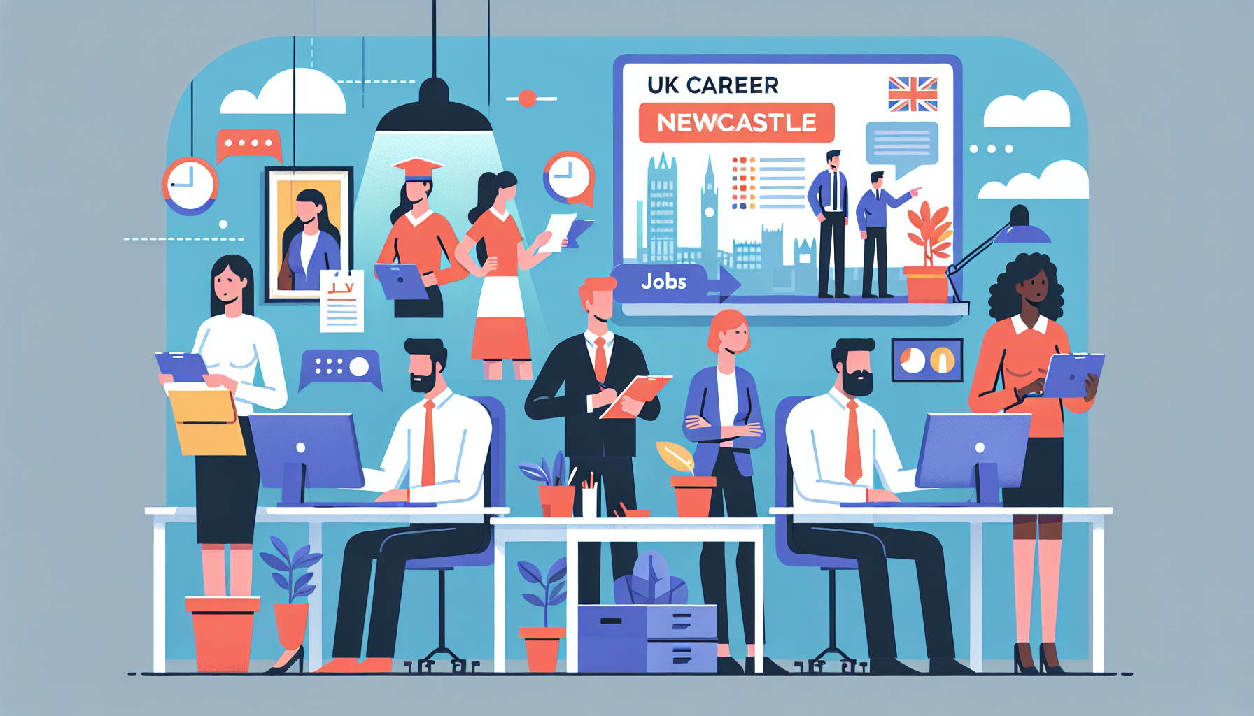 UK workplace team collaboration on Newcastle jobs