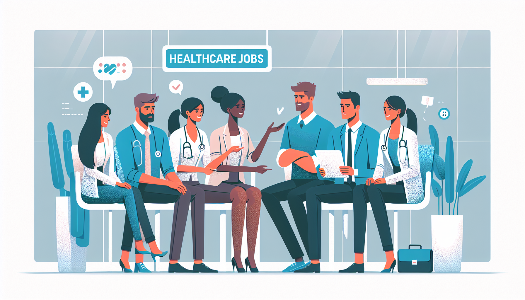 Group of UK professionals in discussion about NHS Jobs website