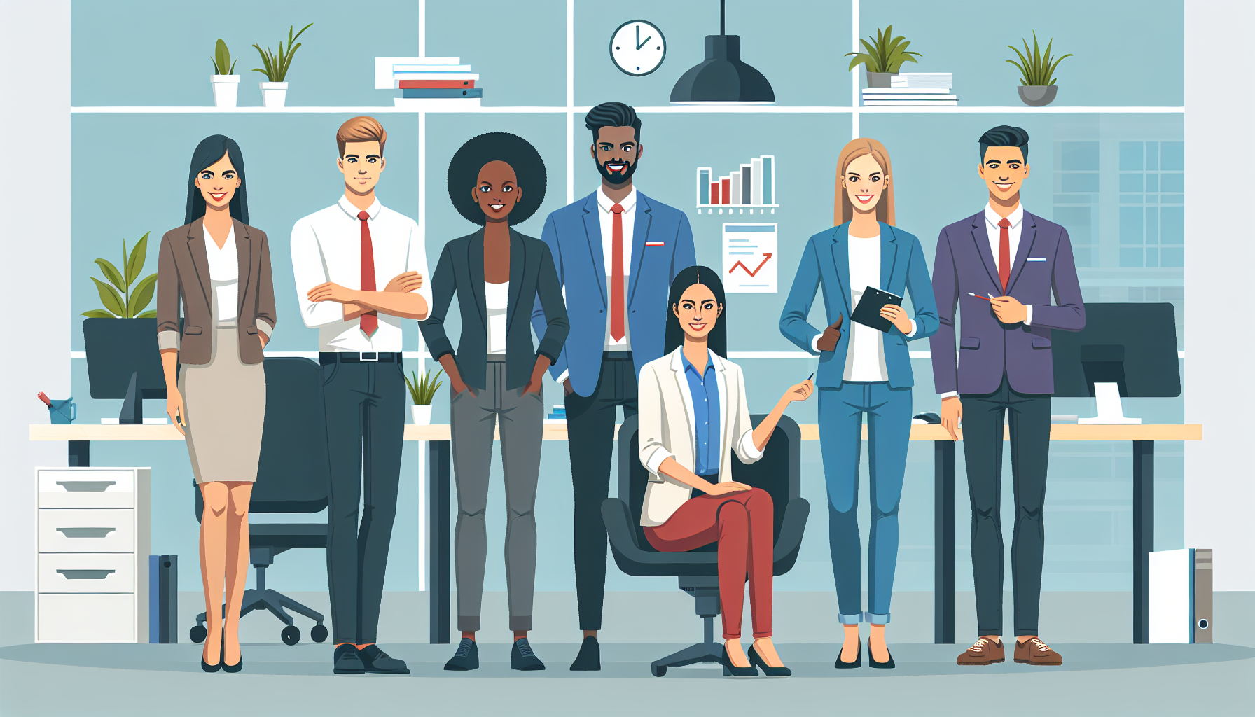 Illustration of diverse professionals in a modern office for Northern Ireland jobs