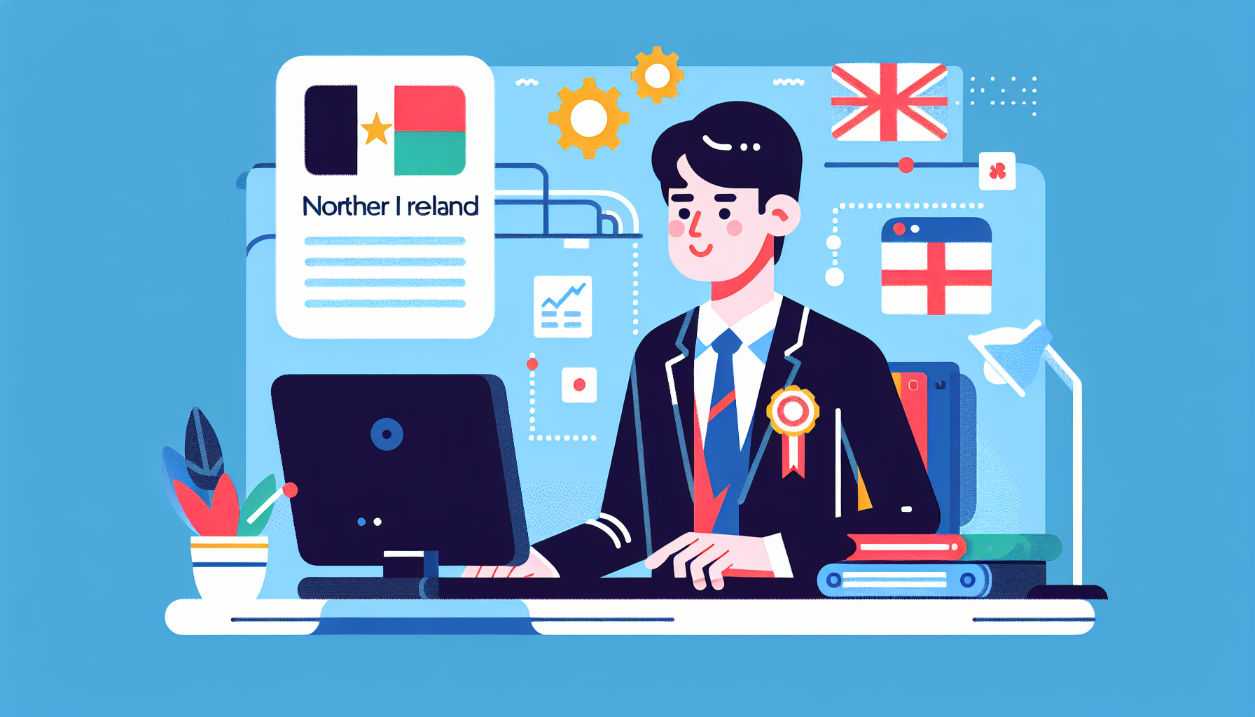 Illustration of a single professional working on Northern Ireland jobs