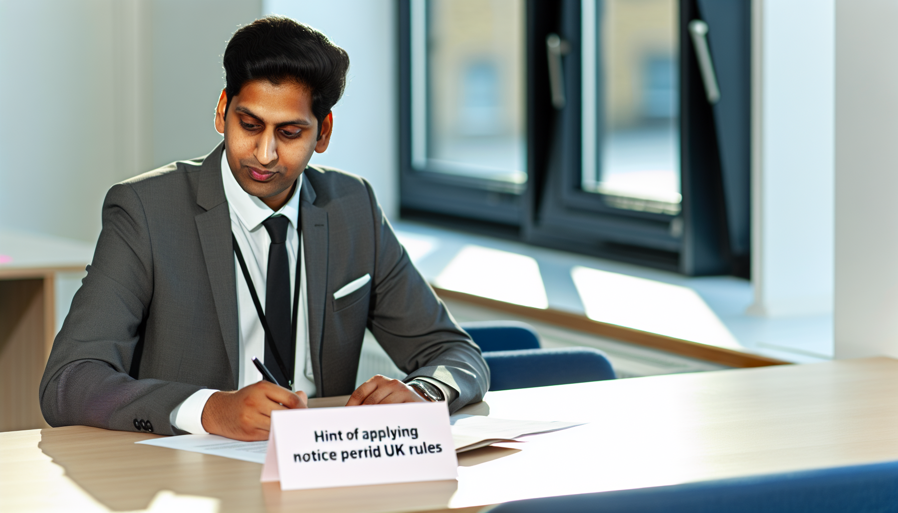 UK professional focused on work at a desk in a tidy office