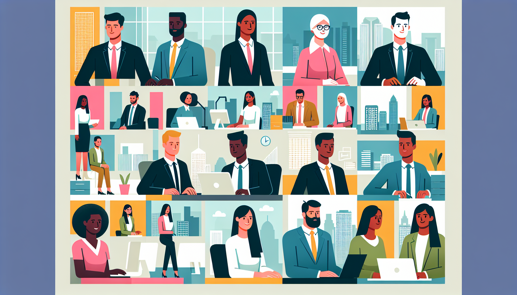 Diverse UK professionals in a modern office setting
