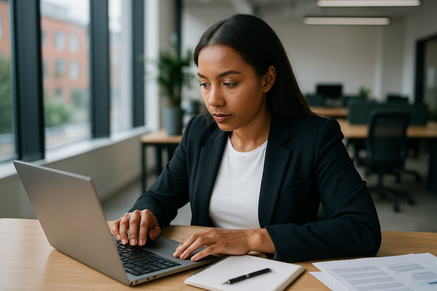 UK professional preparing career documents for home office setup UK