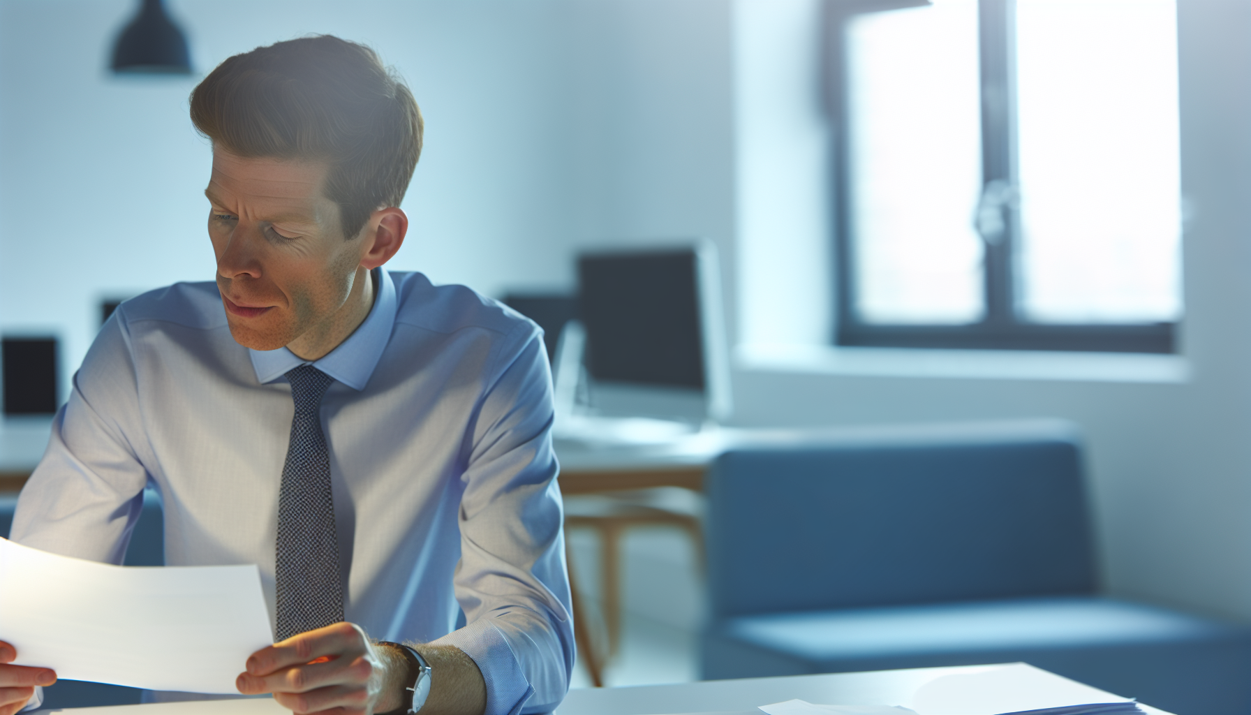 UK professional researching Paternity leave at their desk