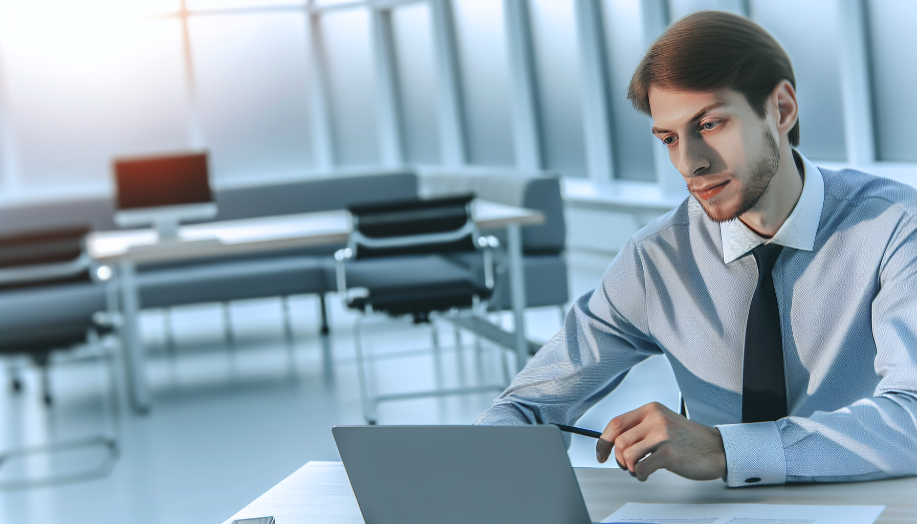 Professional reviewing pay documents in UK office setting