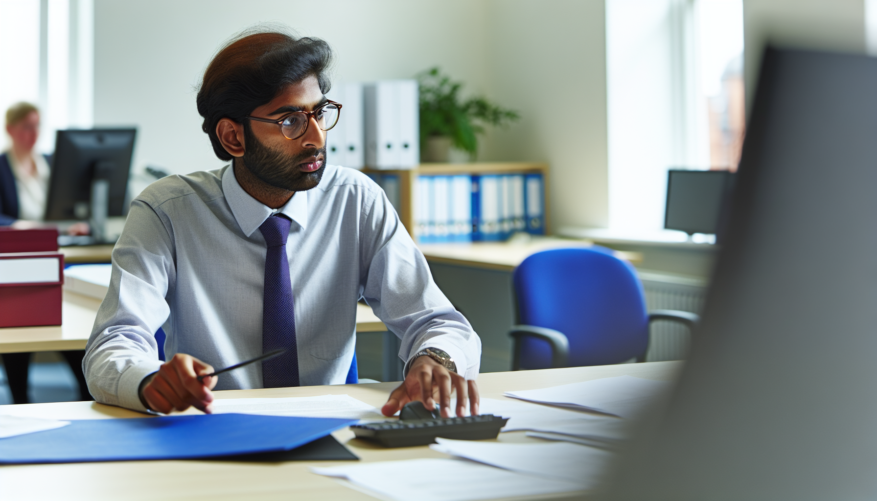 UK professional researching public sector pay scales at desk