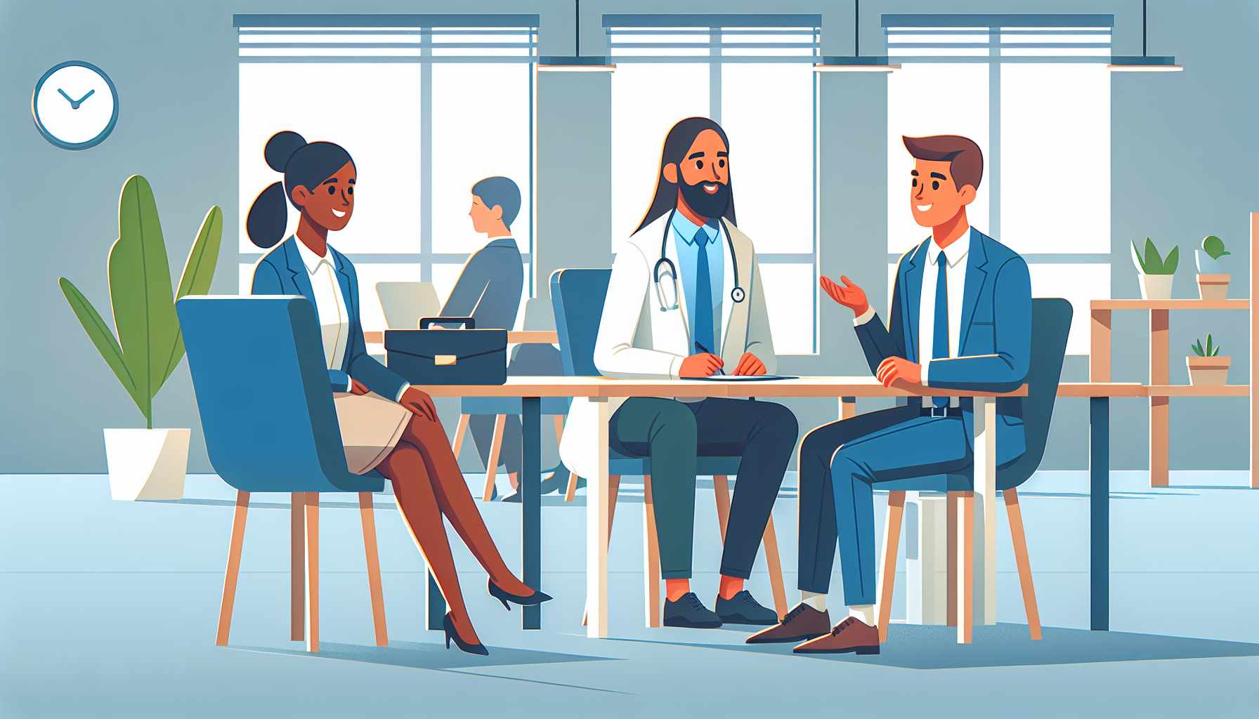 UK professionals having a relaxed office discussion