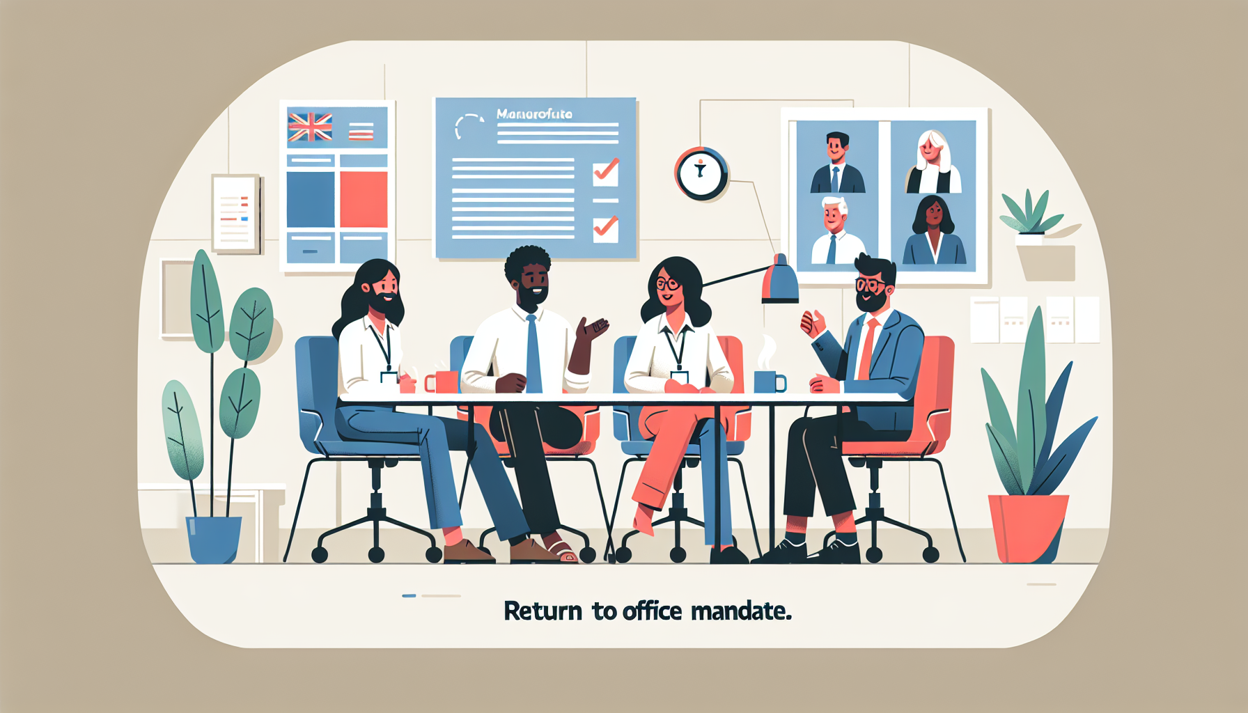 Group of UK professionals in relaxed discussion