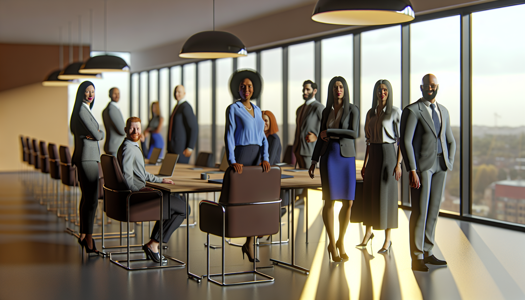 Diverse group of UK professionals working in a bright modern office