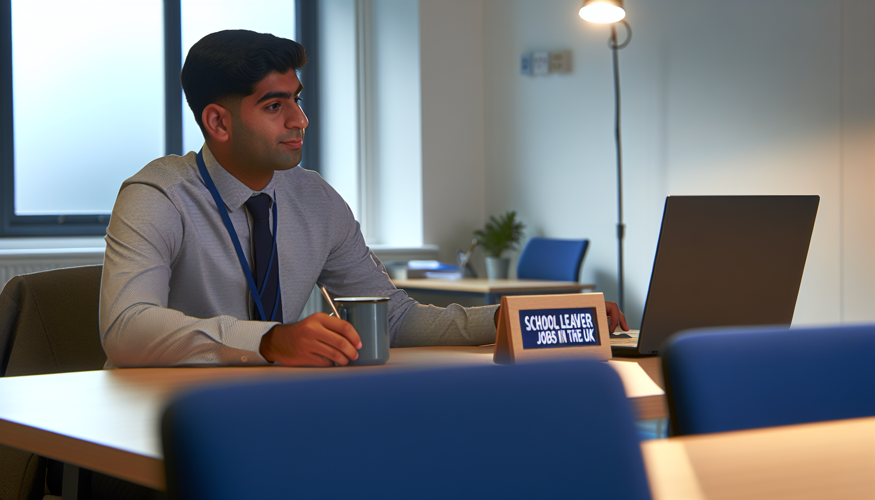 UK professional focused on work at a tidy desk