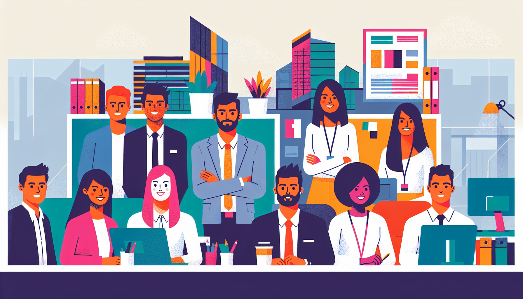 Diverse professionals in modern Sheffield office setting.