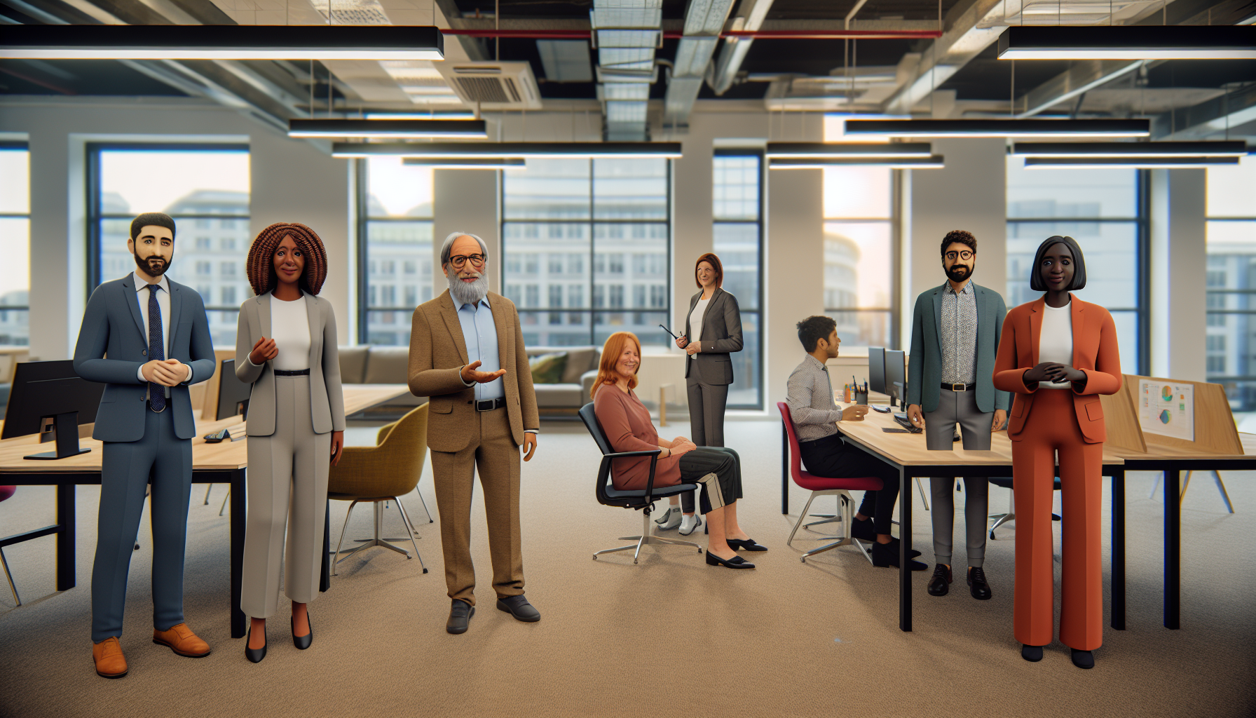 British professionals working in a modern office setting