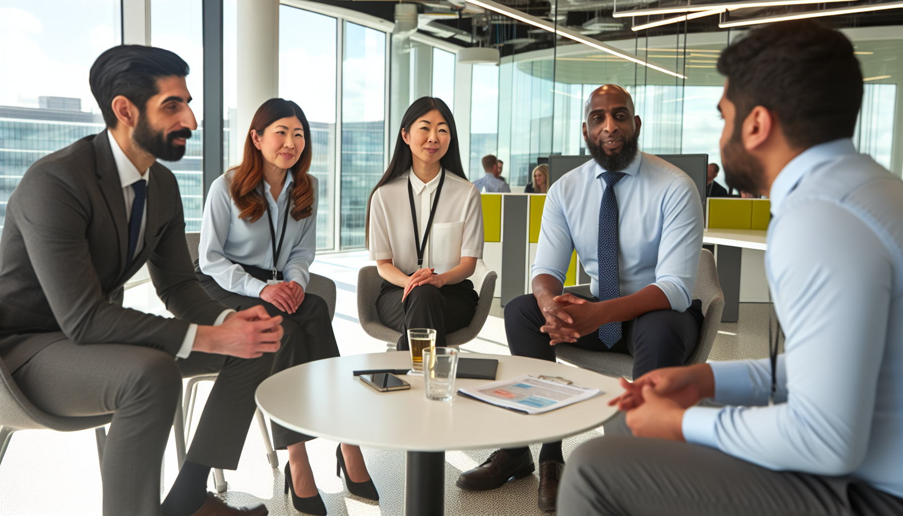 Group discussion among UK professionals about sick pay