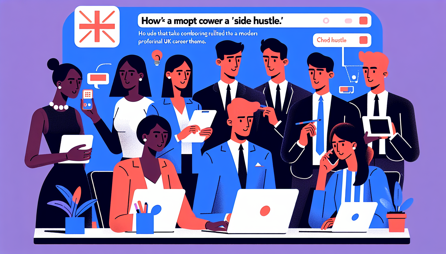 UK workplace team collaborating on tasks