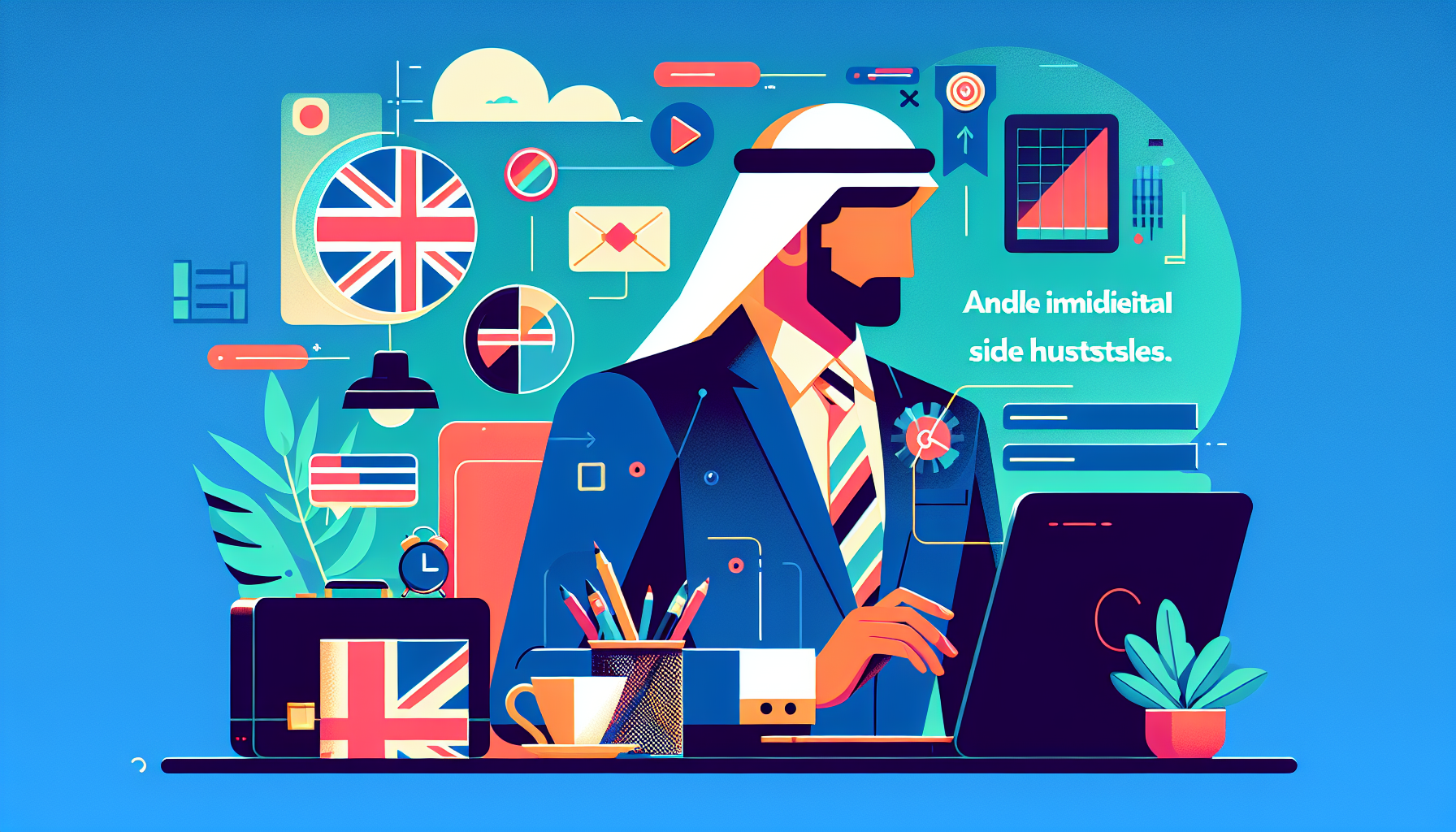 Single UK professional working on side hustle