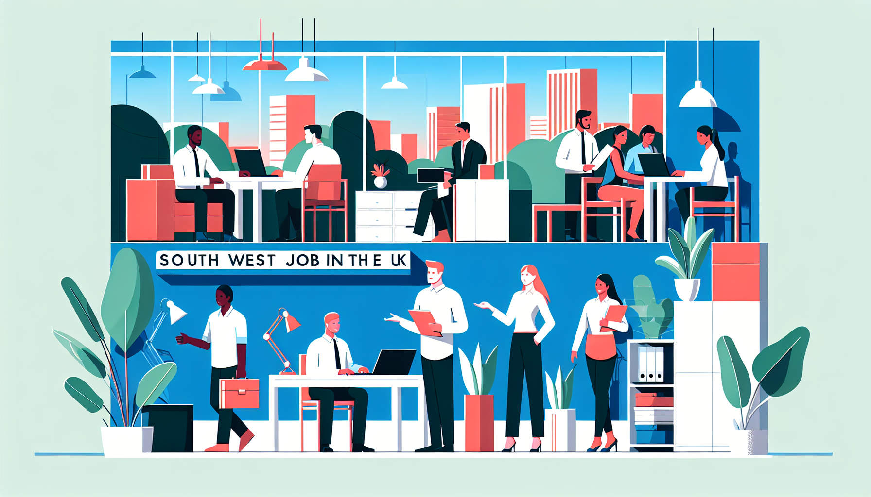 Diverse UK professionals in a modern office setting