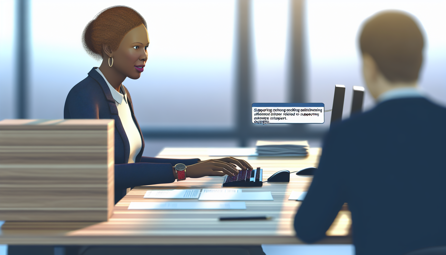 UK professional focused on work at a desk