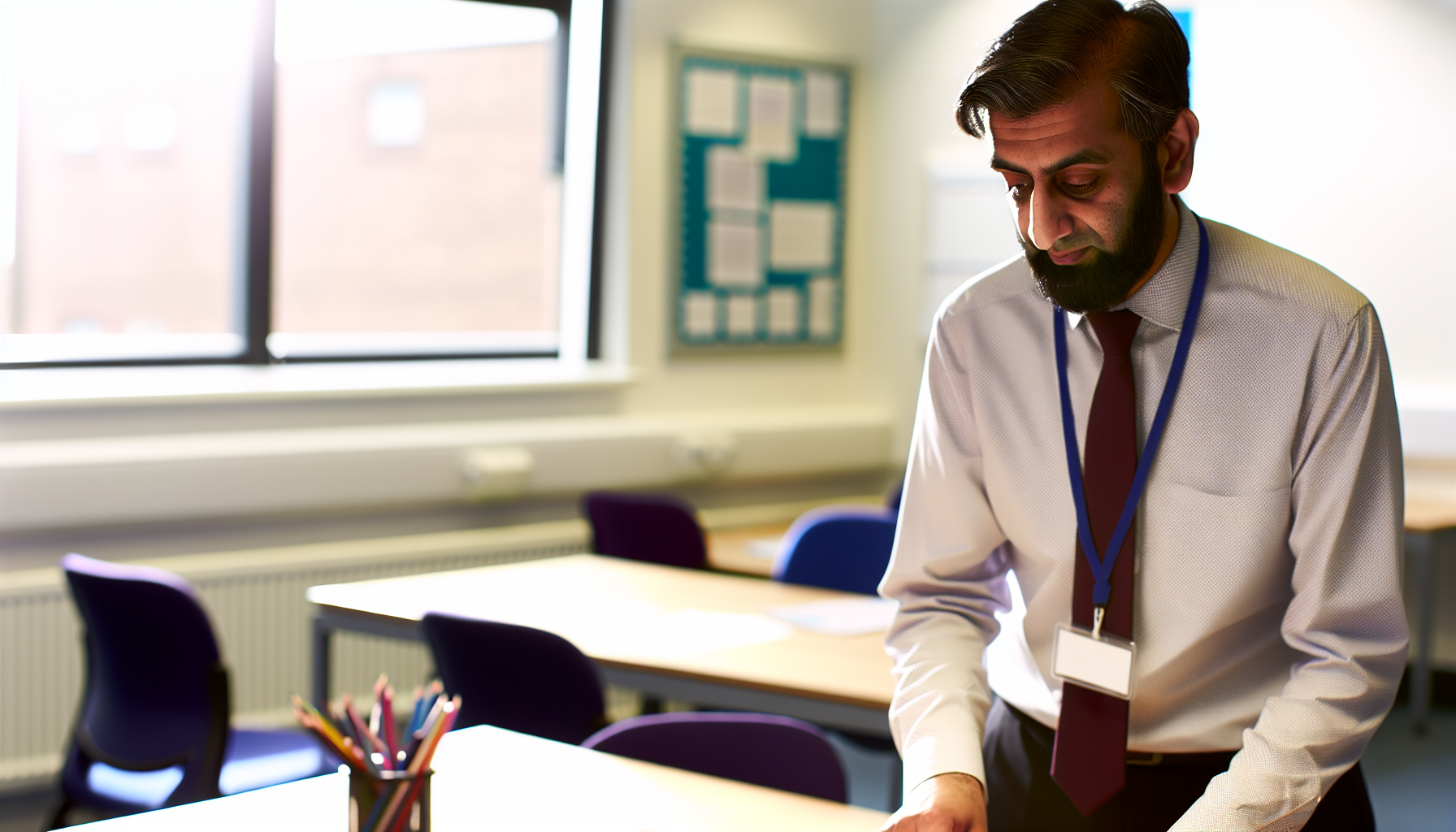 UK professional focused on work at a tidy desk