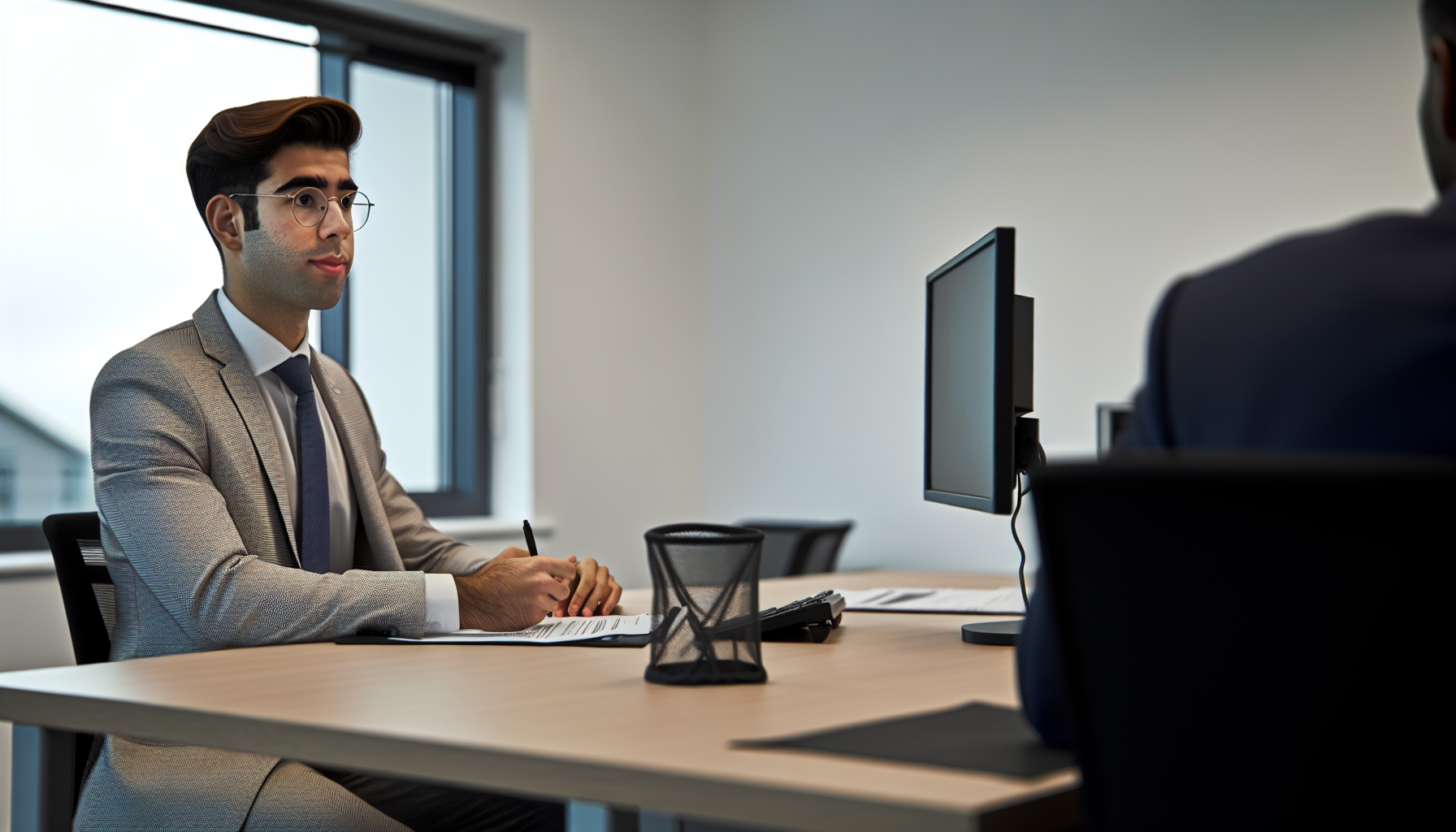 Professional at desk reviewing union rights documentation
