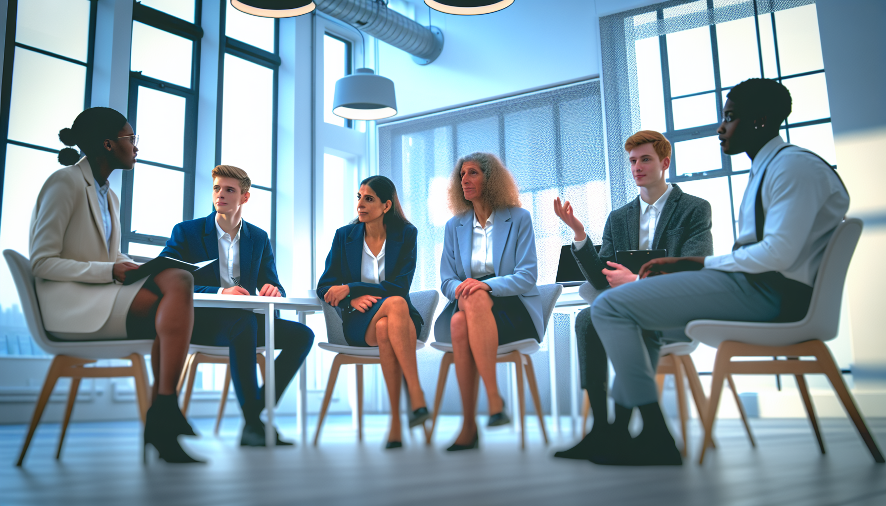 Group of professionals in discussion about union rights