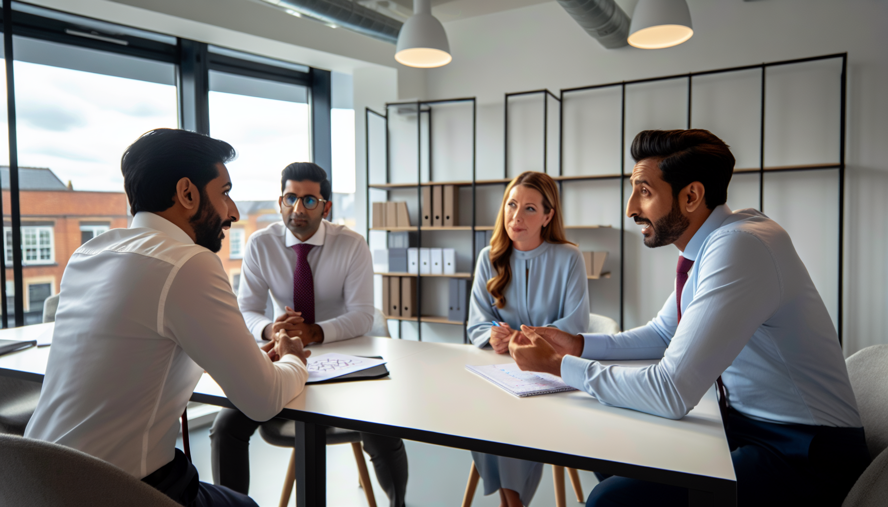 Diverse UK team in a collaborative discussion
