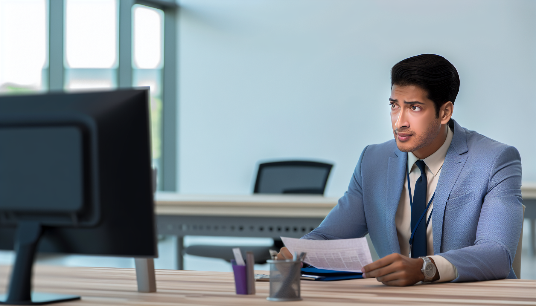 A UK employee at their desk preparing for a salary negotiation