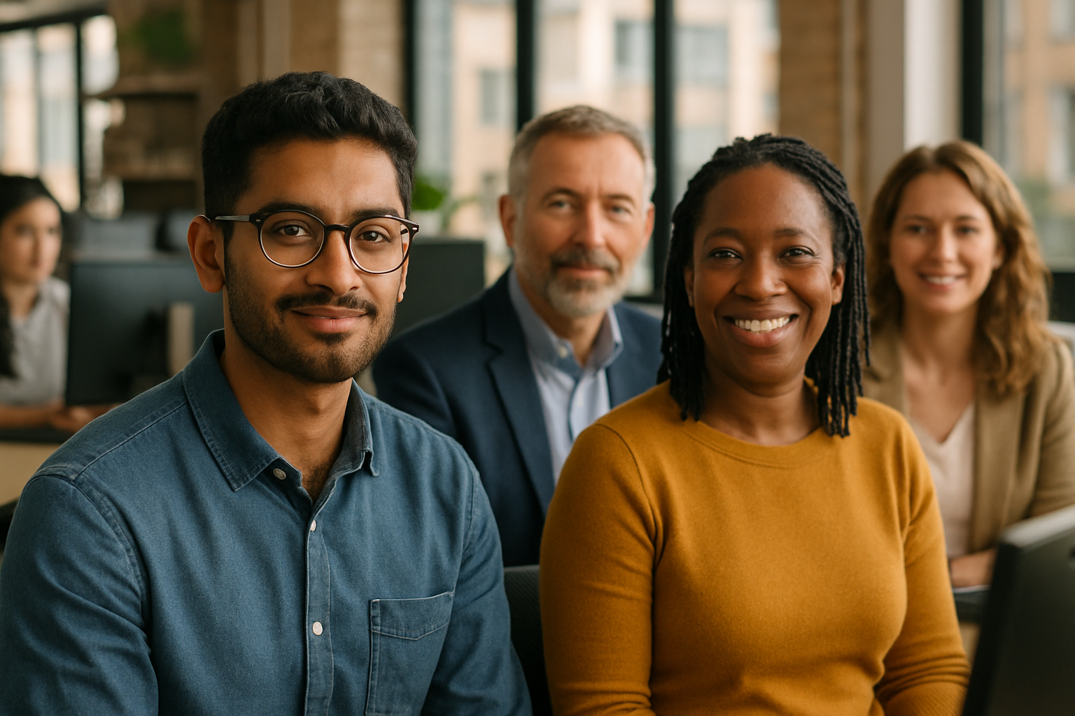 British professionals in a modern office discussing dual nationality UK