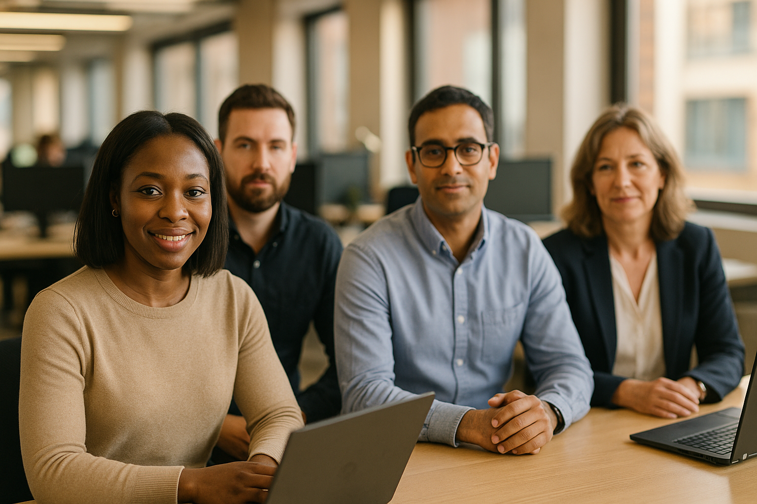 British professionals in a modern office discussing on call allowance UK