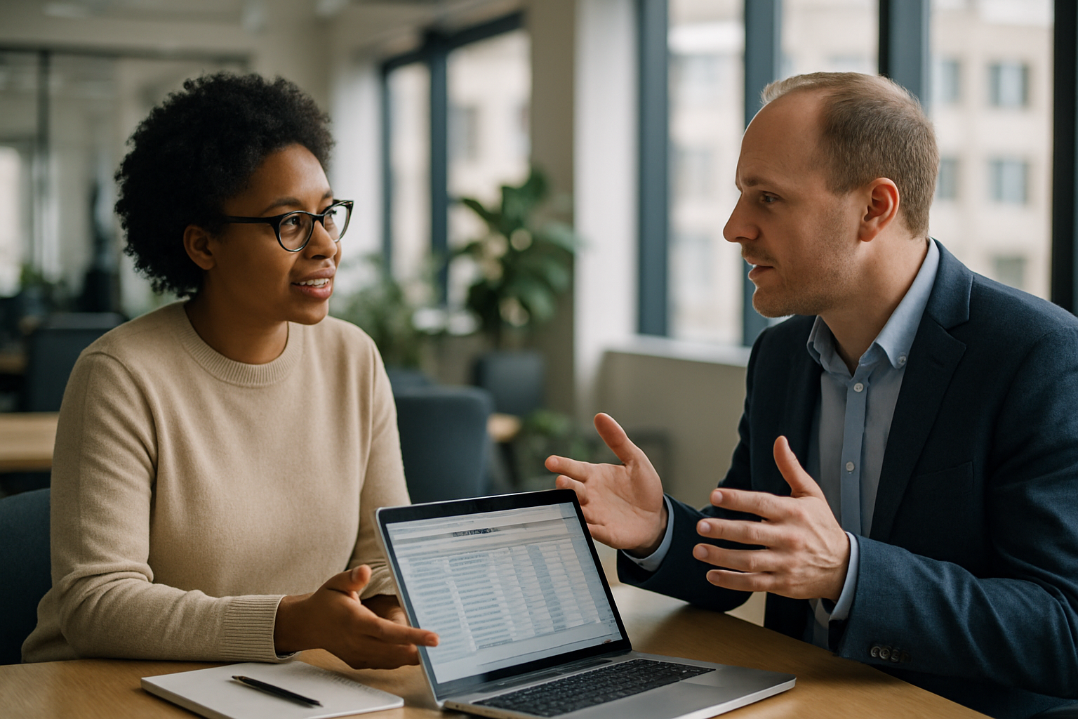Two UK professionals discussing career next steps for UK shortage occupation list