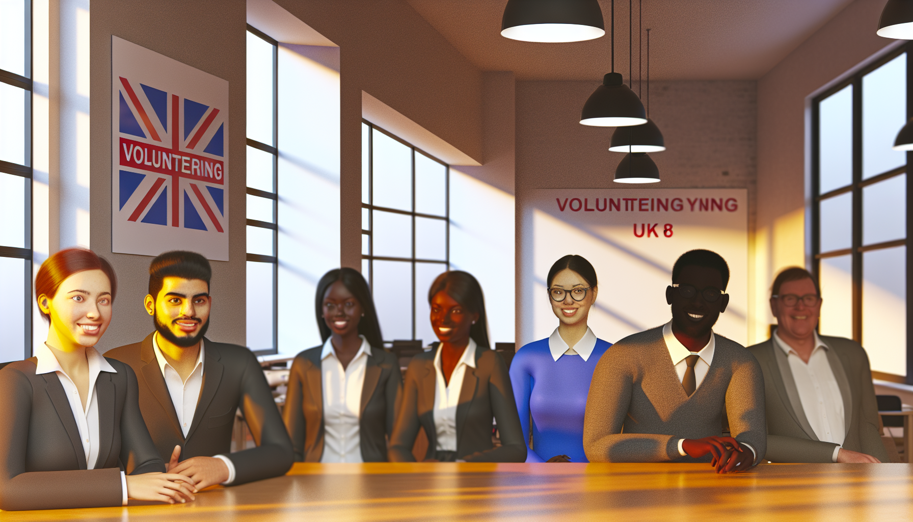 British professionals collaborating in an open-plan office