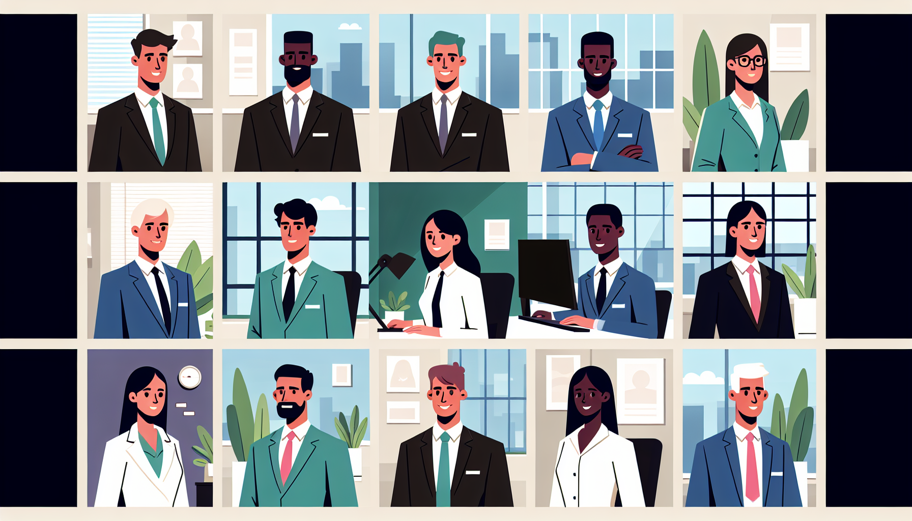 Diverse UK professionals in a modern office setting.