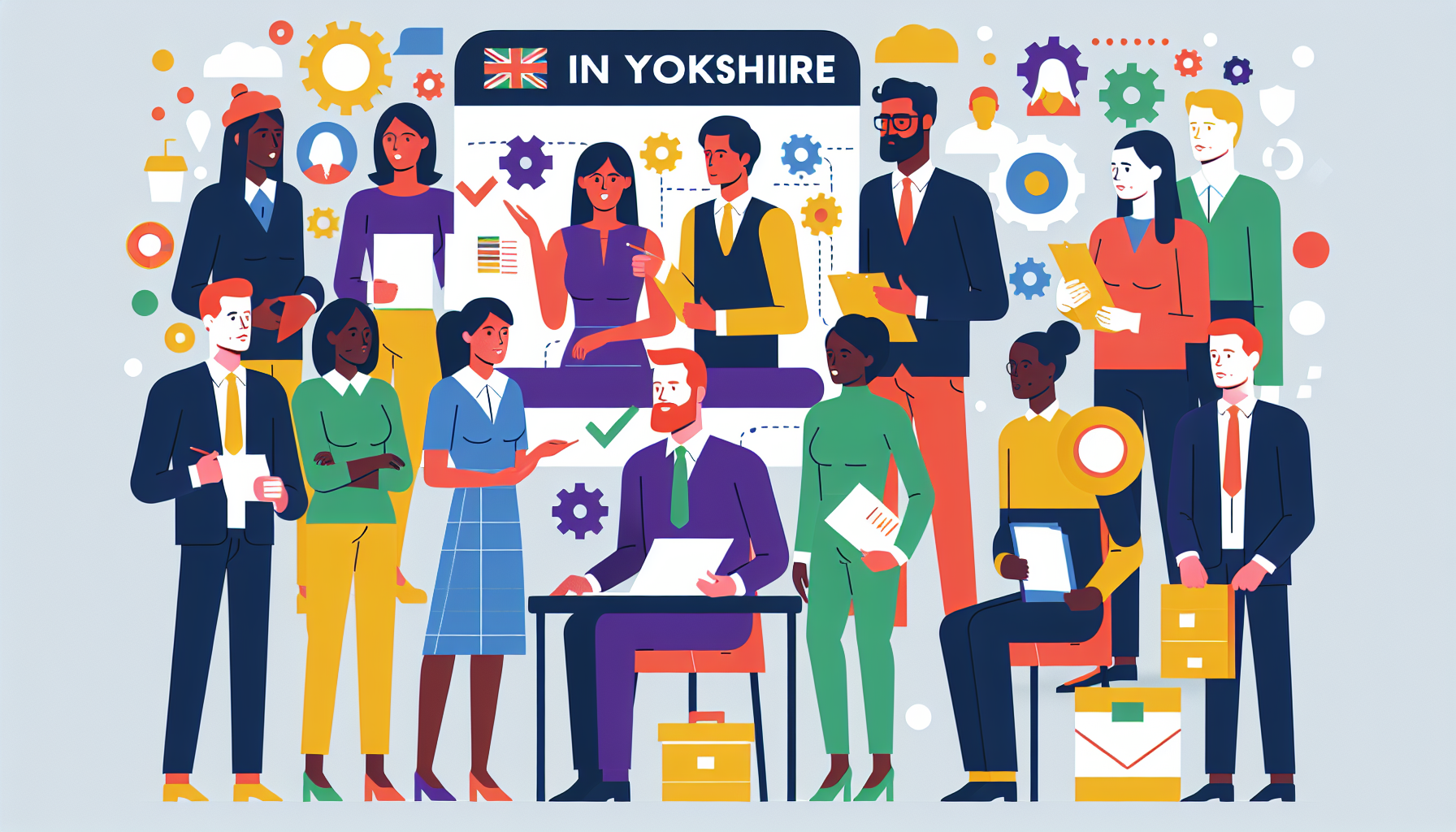 UK workplace team collaborating on tasks